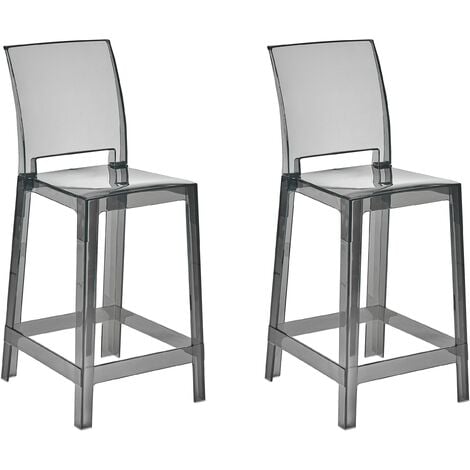 BELIANI Lot de 2 Chaises de Bar Transparentes Noires Hautes pour Cuisine Moderne Wellington