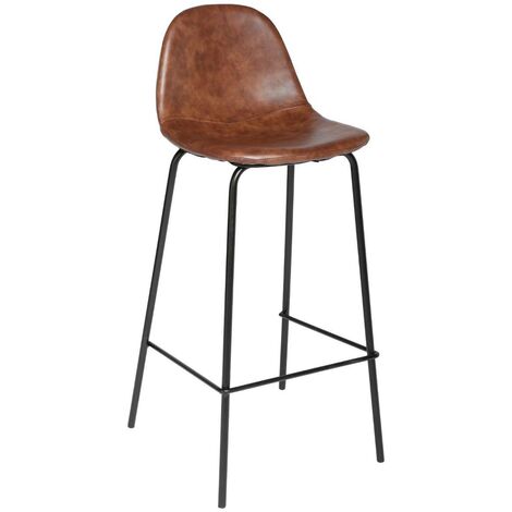 Lot de 2 chaises de bar Vladi effet cuir marron - Atmosphera créateur d'intérieur - Marron