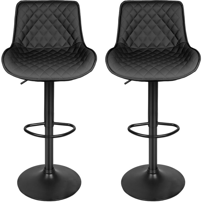 Dazhom - Lot de 2 Chaises de Bar Tabourets de Bar Pivotants avec Dossier Tabourets de Bar Réglable en Cuir pu pour Bar îlot de Cuisine Comptoir Noir