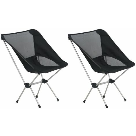 Lot de 2 Chaises de camping pliables | Fauteuil de camping Chaises de plage et sac 54x50x65 cm Aluminium 17831 - Noir
