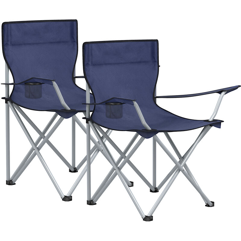 Acaza - Lot de 2 chaises de camping pliables, chaises pliantes pour l'extérieur, confortables, avec accoudoirs et porte-gobelets, cadre stable,