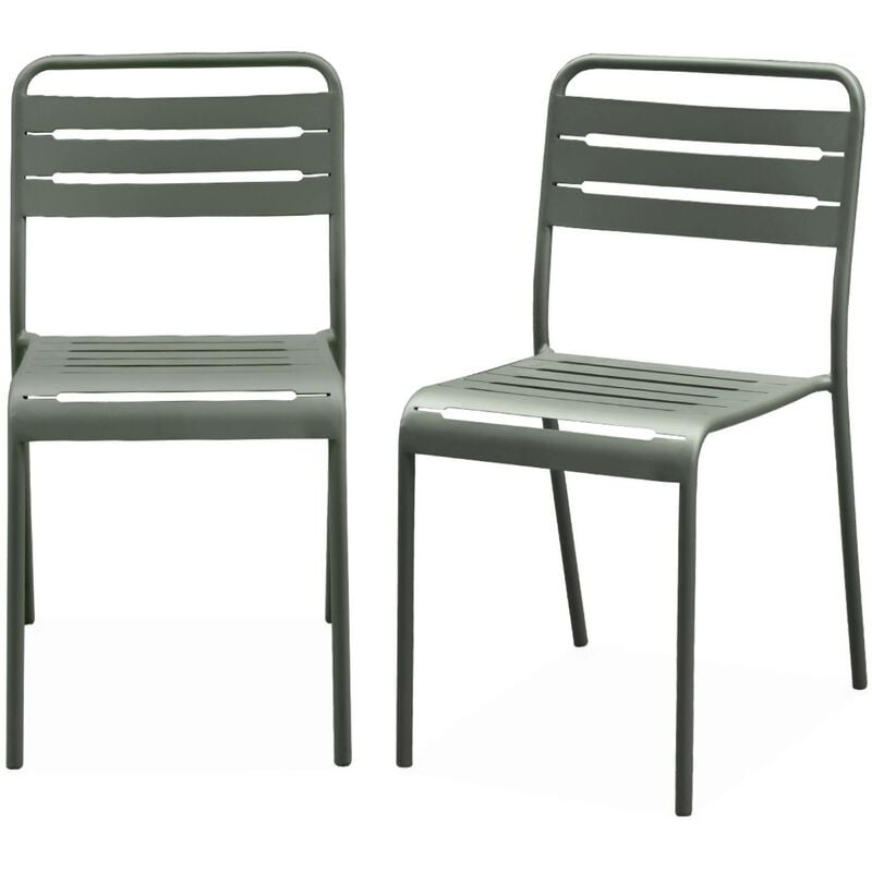 Sweeek - Lot de 2 chaises de jardin acier. 2 places. savane. Amelia. L44 x P52 x H79cm