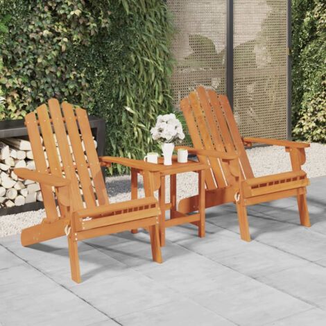 Lot de 2 Chaises de jardin Adirondack | Fauteuils de Jardin Bois massif d'acacia 32583 - Brun