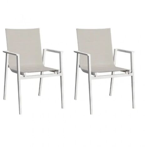 Lot de 2 chaises de jardin aluminium et tissu textilène gris - ATLAN