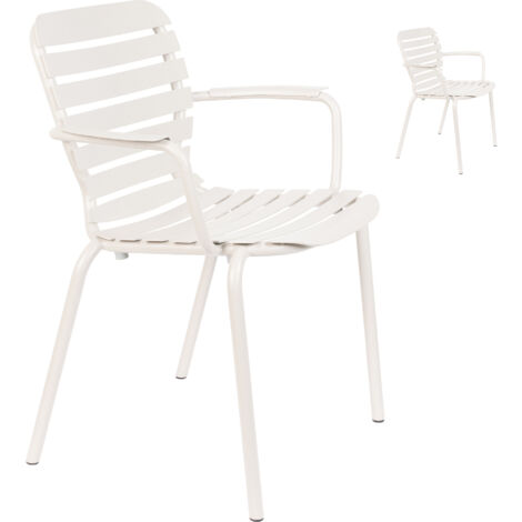 Lot de 2 chaises de jardin avec accoudoirs en aluminium blanc - VONDEL