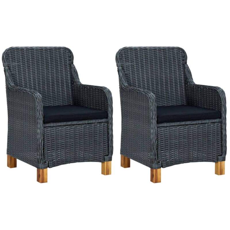 Maison Chic - Lot de 2 Chaises de jardin avec coussins, Chaises d'extérieur, Fauteuils de jardin résine tressée gris foncé togp26439 design in