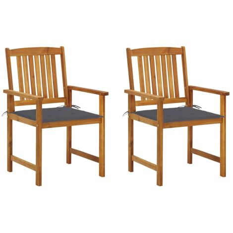 Lot de 2 Chaises de jardin avec coussins - Chaises d'extérieur pour terrasse/jardin Bois d'acacia massif BV196866 - BonneVie