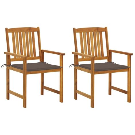 Lot de 2 Chaises de jardin avec coussins - Chaises d'extérieur pour terrasse/jardin Bois d'acacia massif BV290082 - BonneVie