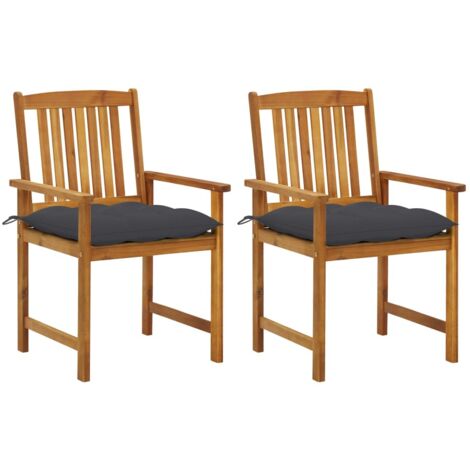 Lot de 2 Chaises de jardin avec coussins - Chaises d'extérieur pour terrasse/jardin Bois d'acacia massif BV680368 - BonneVie