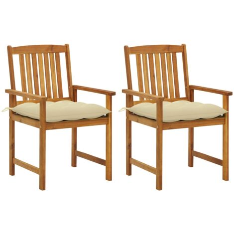 Lot de 2 Chaises de jardin avec coussins - Chaises d'extérieur pour terrasse/jardin Bois d'acacia massif BV792980 - BonneVie