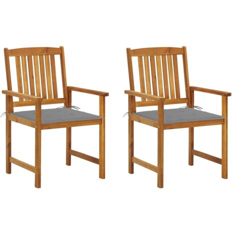 Lot de 2 Chaises de jardin avec coussins - Chaises d'extérieur pour terrasse/jardin Bois d'acacia massif BV896209 - BonneVie