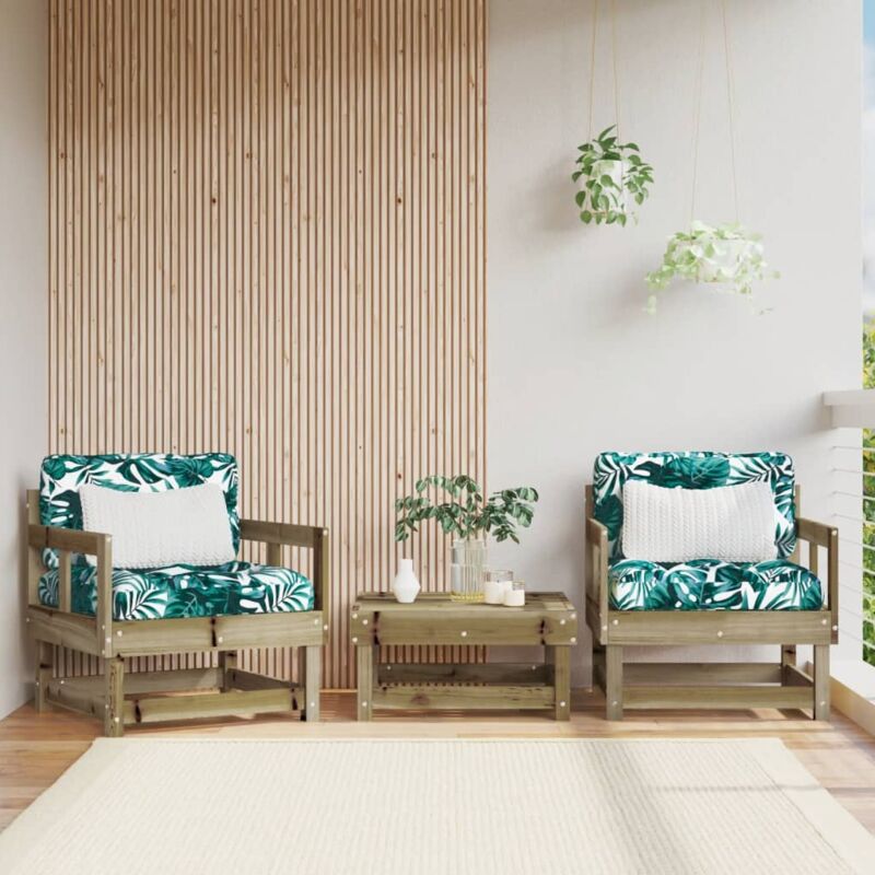 Maison Chic - Lot de 2 Chaises de jardin avec coussins Fauteuil de Jardin scandinave bois de pin imprégné 29833