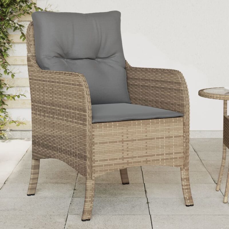 Vidaxl - Chaises de jardin avec coussins lot de 2 mélange beige rotin