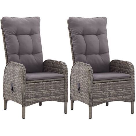 Lot de 2 Chaises de jardin - Chaise d'extérieur pour terrasse/jardin Résine tressée Gris BV336280 - BonneVie