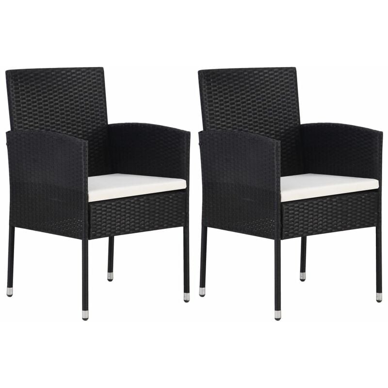 Design In - Lot de 2 Chaises de jardin - Chaises d'extérieur pour terrasse/jardin Résine tressée Noir BV862121