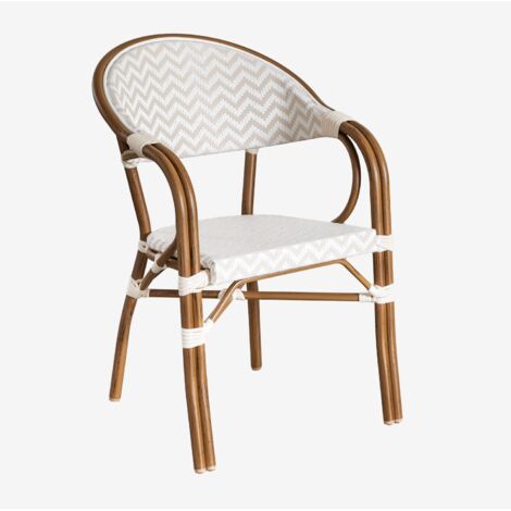 Lot de 2 chaises de jardin empilables avec accoudoirs en aluminium Brielle Bistro SKLUM Beige nude - Blanc Gardenia