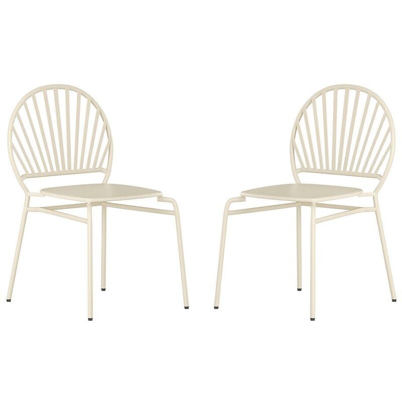 Vente-unique - Lot de 2 chaises de jardin empilables en métal - Beige - cedeira de mylia