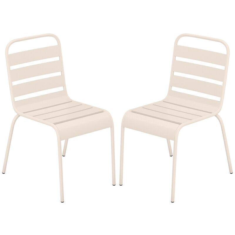 Vente-unique - Lot de 2 chaises de jardin empilables en métal - Beige - mirmande de mylia