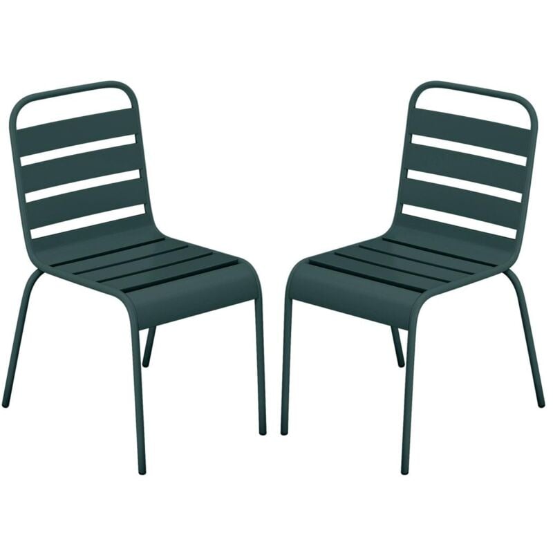 Vente-unique - Lot de 2 chaises de jardin empilables en métal - Vert sapin - mirmande de mylia