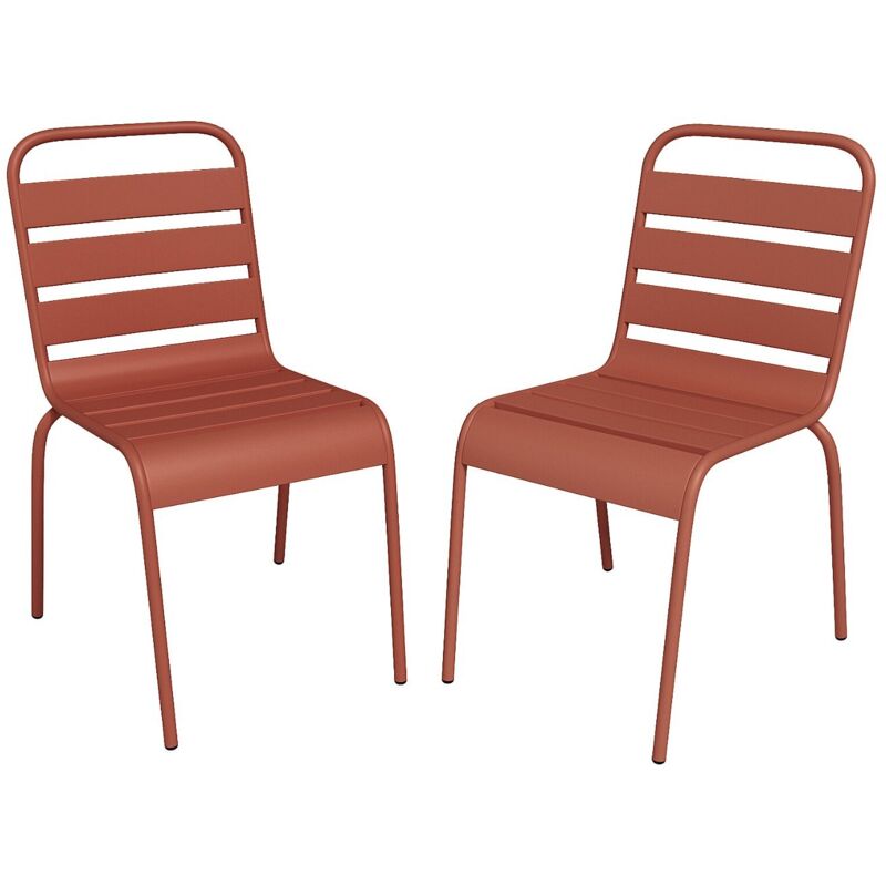Produit shopeco.fr : Vente-unique - Lot de 2 chaises de jardin empilables en métal - Terracotta - mirmande de mylia