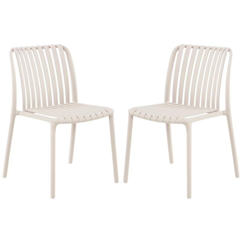 Vente-unique - Lot de 2 chaises de jardin empilables en polypropylène - Beige - seseh de mylia