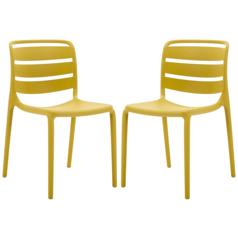Lot de 2 chaises de jardin empilables en polypropylène - Jaune - moah de mylia