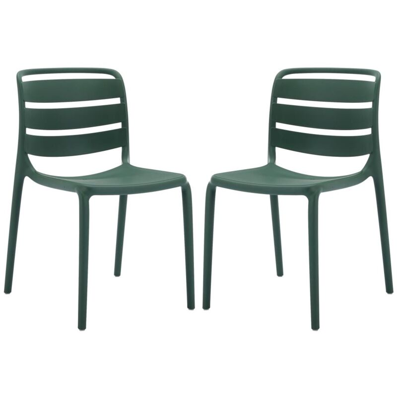Vente-unique - Lot de 2 chaises de jardin empilables en polypropylène - Vert sapin - moah de mylia