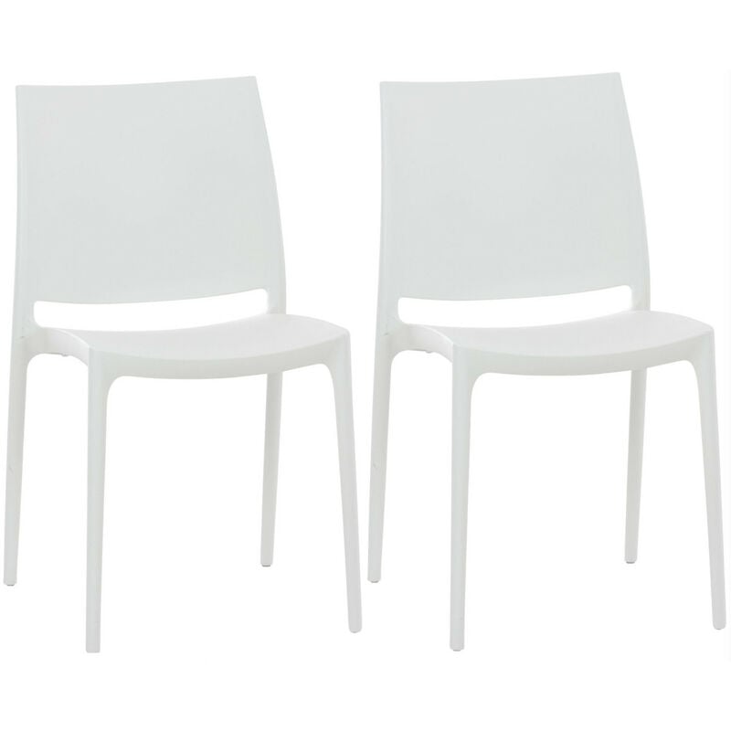CLP - Lot de 2 chaises de jardin empilables Maya en plastique Blanc