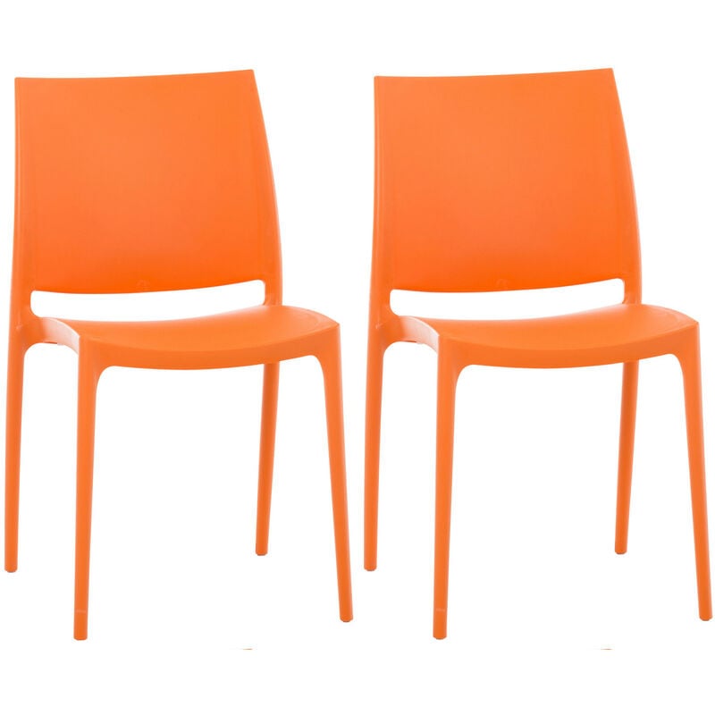 Lot de 2 chaises de jardin empilables Maya en plastique Orange