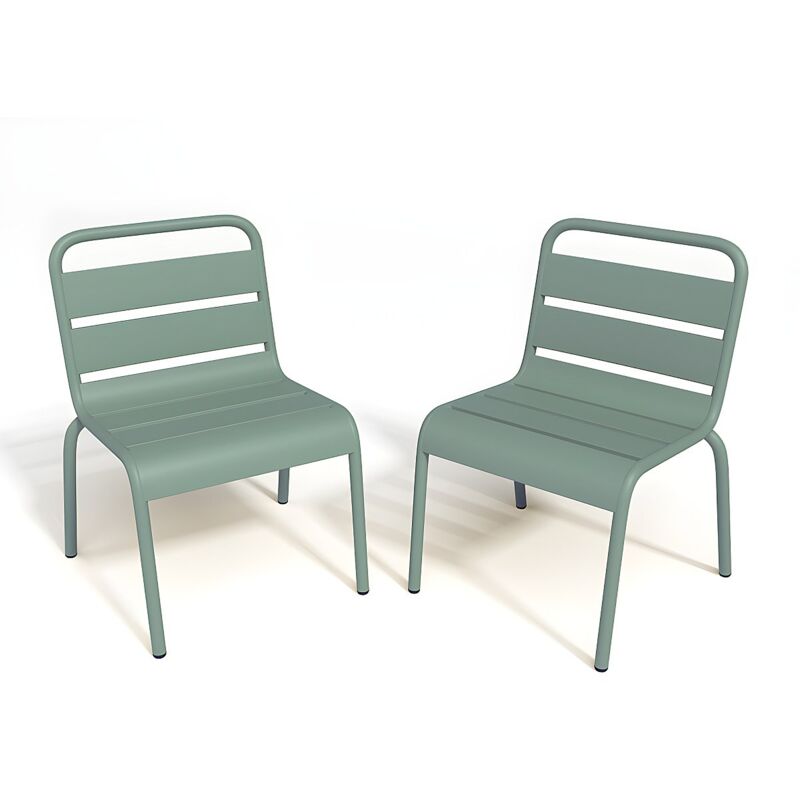 Vente-unique - Lot de 2 chaises de jardin empilables pour enfants en métal - Vert amande - popayan de mylia