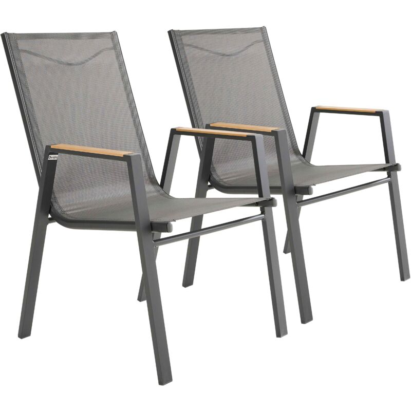 Lot de 2 chaises de jardin en aluminium et textilène