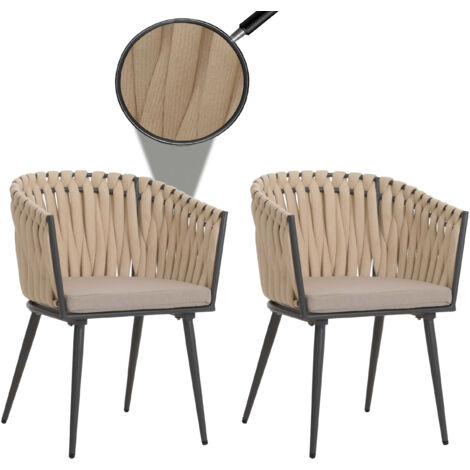 Lot de 2 chaises de jardin en aluminium HWC-N38, chaise d'extérieur avec accoudoirs, olefi
