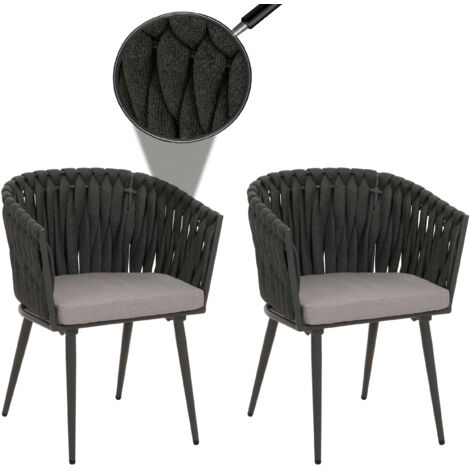 Lot de 2 chaises de jardin en aluminium HWC-N38, chaise d'extérieur avec accoudoirs, olefi