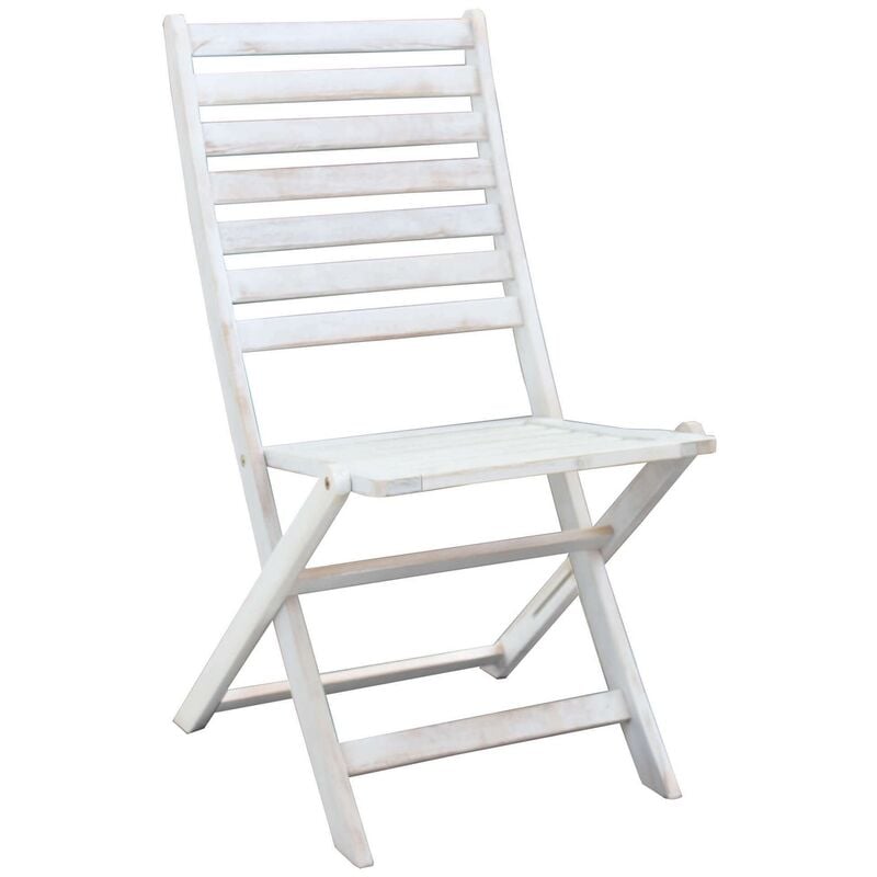 Chaise jardin blanche pliante en bois siège balcon mod. Serena