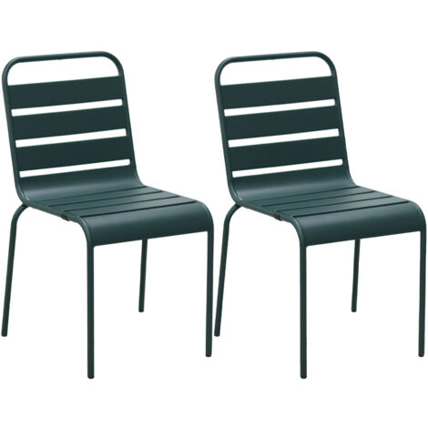 Lot de 2 chaises de jardin en métal vert sapin - BACA
