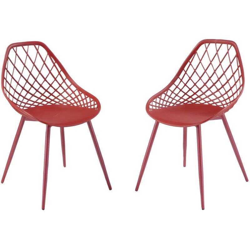 Vente-unique - Lot de 2 chaises de jardin en polypropylène avec pieds en métal - Terracotta - malaga de mylia