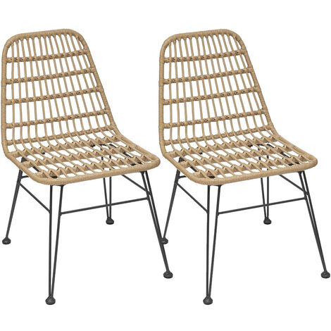 Lot de 2 chaises de jardin en résine tressée Lambada Sesame - Hespéride - Beige
