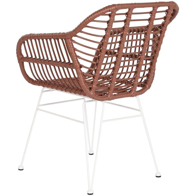 Pegane - Lot de 2 chaises de jardin en rotin synthétique et métal coloris blanc - Longueur 57 x Profondeur 62 x hauteur 81 cm