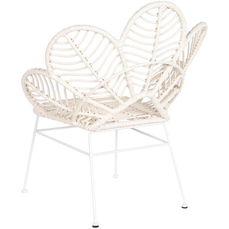 Lot de 2 chaises de jardin en rotin synthétique et métal coloris blanc - Longueur 76 x Profondeur 67 x hauteur 86 cm -PEGANE-