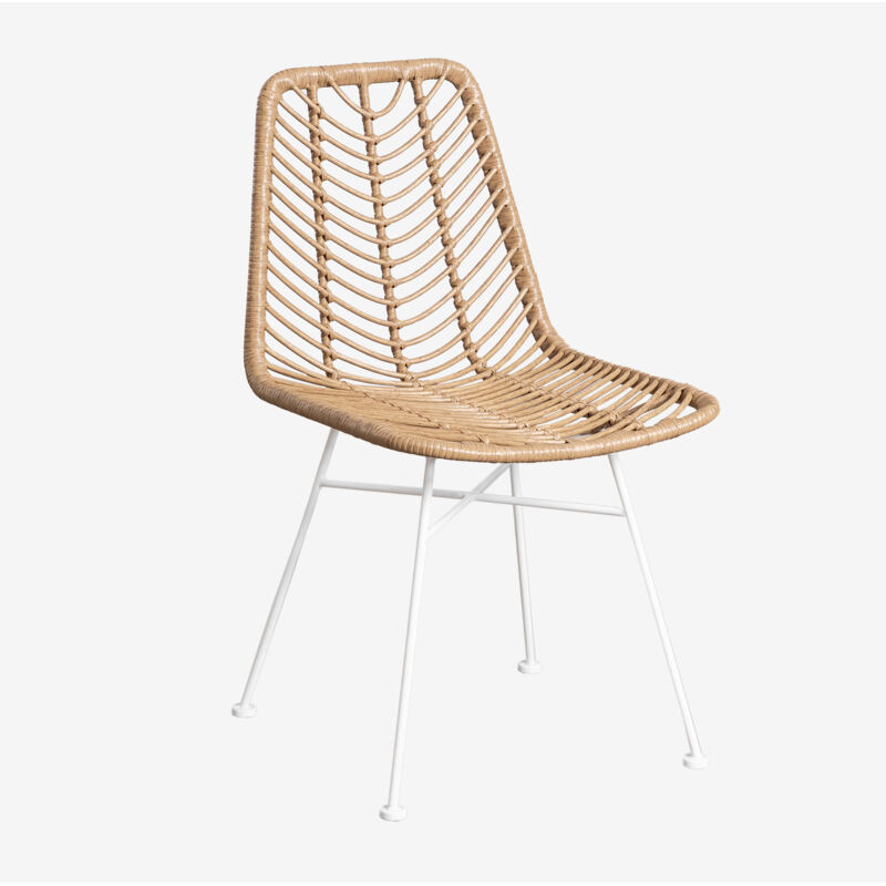 Pack de 2 chaises de jardin en rotin synthétique Gouda naturel Sklum naturel Blanc