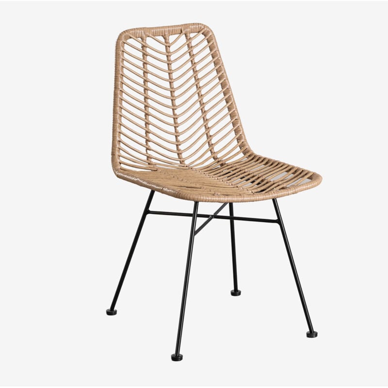 Pack de 2 chaises de jardin en rotin synthétique Gouda naturel SKLUM NATUREL Noir