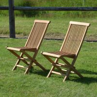 Lot de 2 Chaises de Jardin en Teck Pliantes - Java