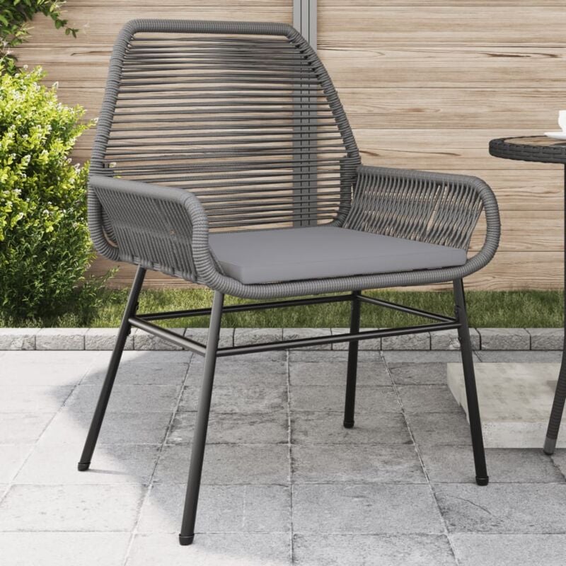 Chaises de jardin lot de 2 avec coussins gris résine tressée - Vidaxl