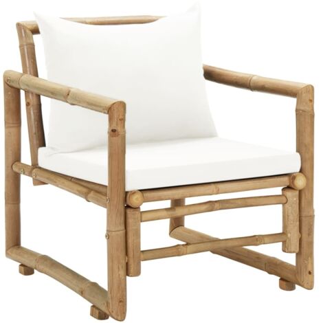 Lot de 2 Chaises de jardin et de camping, Chaises de relaxation, avec coussins et oreillers Bambou OIB1156E