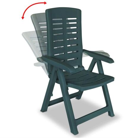 Lot de 2 Chaises de jardin et de camping inclinables, Chaises de relaxation, Plastique Vert OIB4968E