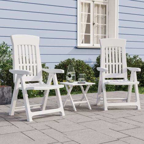 Lot de 2 Chaises de jardin inclinables Chaises d'extérieur  blanc PP 59127