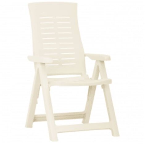 Lot de 2 Chaises de jardin inclinables - Chaises d'extérieur pour terrasse/jardin Plastique Blanc BV507515 - BonneVie