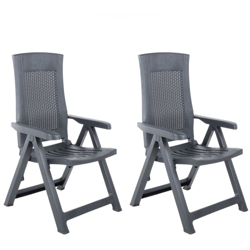 Lot de 2 Chaises de jardin inclinables - Chaises d'extérieur pour terrasse/jardin Plastique Anthracite BV815017 Bonnevie