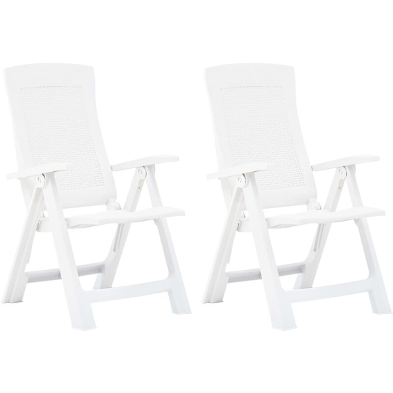 Lot de 2 Chaises de jardin inclinables Fauteuils de Jardin Plastique Blanc 71825