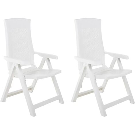 Lot de 2 Chaises de jardin inclinables  Fauteuils de Jardin Plastique Blanc 71825